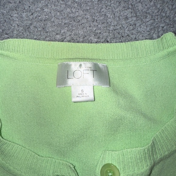 Ann Taylor LOFT Lime‎ Green Ribbed Cardigan & Tank Set XS S - Picture 5 of 7